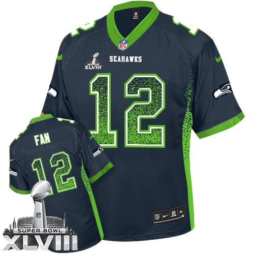 NFL 12th Fan Seattle Seahawks Elite Drift Fashion Super Bowl XLVIII Nike Jersey - Navy Blue NFL 12th Fan Seattle Seahawks Elite Drift Fashion Super Bowl XLVIII Nike Jersey - Navy Blue