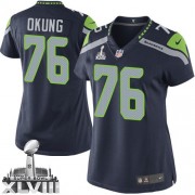 NFL Russell Okung Seattle Seahawks Women's Elite Team Color Home Super Bowl XLVIII Nike Jersey - Navy Blue