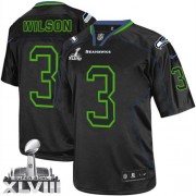 NFL Russell Wilson Seattle Seahawks Elite Super Bowl XLVIII Nike Jersey - Lights Out Black