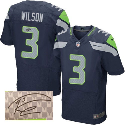 NFL Russell Wilson Seattle Seahawks Elite Team Color Home Autographed Nike Jersey - Navy Blue NFL Russell Wilson Seattle Seahawks Elite Team Color Home Autographed Nike Jersey - Navy Blue