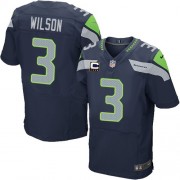 NFL Russell Wilson Seattle Seahawks Elite Team Color Home C Patch Nike Jersey - Navy Blue