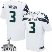 NFL Russell Wilson Seattle Seahawks Elite Road Super Bowl XLVIII C Patch Nike Jersey - White