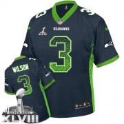 NFL Russell Wilson Seattle Seahawks Game Drift Fashion Super Bowl XLVIII Nike Jersey - Navy Blue