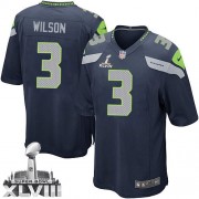 NFL Russell Wilson Seattle Seahawks Game Team Color Home Super Bowl XLVIII Nike Jersey - Navy Blue