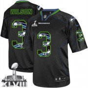 NFL Russell Wilson Seattle Seahawks Game Super Bowl XLVIII Nike Jersey - New Lights Out Black