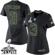 NFL Russell Wilson Seattle Seahawks Women's Elite Super Bowl XLVIII Nike Jersey - Black Impact