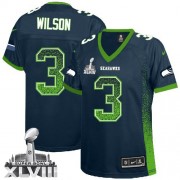 NFL Russell Wilson Seattle Seahawks Women's Elite Drift Fashion Super Bowl XLVIII Nike Jersey - Navy Blue