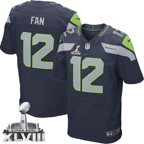 NFL 12th Fan Seattle Seahawks Elite Team Color Home Super Bowl XLVIII Nike Jersey - Navy Blue NFL 12th Fan Seattle Seahawks Elite Team Color Home Super Bowl XLVIII Nike Jersey - Navy Blue
