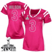 NFL Russell Wilson Seattle Seahawks Women's Elite Draft Him Shimmer Super Bowl XLVIII Nike Jersey - Pink
