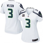 NFL Russell Wilson Seattle Seahawks Women's Elite Road C Patch Nike Jersey - White