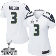 NFL Russell Wilson Seattle Seahawks Women's Game Road Super Bowl XLVIII Nike Jersey - White
