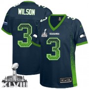 NFL Russell Wilson Seattle Seahawks Women's Limited Drift Fashion Super Bowl XLVIII Nike Jersey - Navy Blue