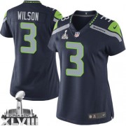 NFL Russell Wilson Seattle Seahawks Women's Limited Team Color Home Super Bowl XLVIII Nike Jersey - Navy Blue
