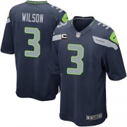 NFL Russell Wilson Seattle Seahawks Youth Elite Team Color Home C Patch Nike Jersey - Navy Blue