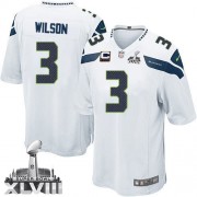 NFL Russell Wilson Seattle Seahawks Youth Elite Road Super Bowl XLVIII C Patch Nike Jersey - White