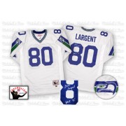 NFL Steve Largent Seattle Seahawks Authentic Road Autographed Throwback Mitchell and Ness Jersey - White