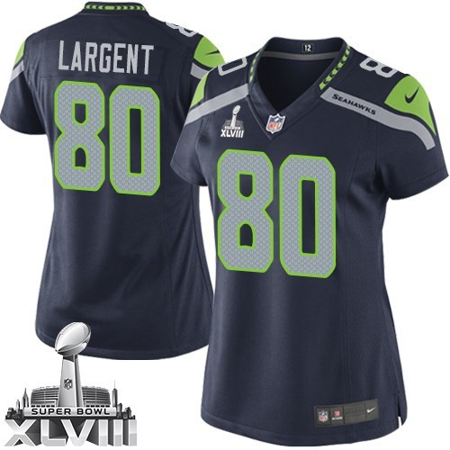 NFL Steve Largent Seattle Seahawks Women's Elite Team Color Home Super Bowl XLVIII Nike Jersey - Navy Blue