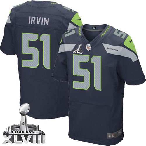 NFL Bruce Irvin Seattle Seahawks Elite Team Color Home Super Bowl XLVIII Nike Jersey - Navy Blue NFL Bruce Irvin Seattle Seahawks Elite Team Color Home Super Bowl XLVIII Nike Jersey - Navy Blue