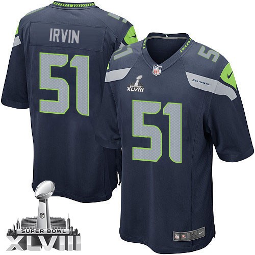 NFL Bruce Irvin Seattle Seahawks Game Team Color Home Super Bowl XLVIII Nike Jersey - Navy Blue NFL Bruce Irvin Seattle Seahawks Game Team Color Home Super Bowl XLVIII Nike Jersey - Navy Blue