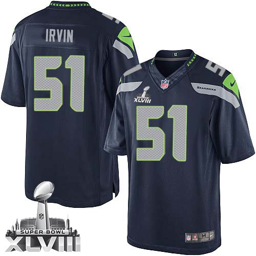 NFL Bruce Irvin Seattle Seahawks Limited Team Color Home Super Bowl XLVIII Nike Jersey - Navy Blue