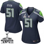 NFL Bruce Irvin Seattle Seahawks Women's Game Team Color Home Super Bowl XLVIII Nike Jersey - Navy Blue