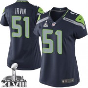 NFL Bruce Irvin Seattle Seahawks Women's Limited Team Color Home Super Bowl XLVIII Nike Jersey - Navy Blue