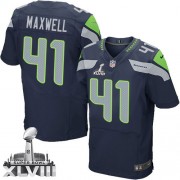 NFL Byron Maxwell Seattle Seahawks Elite Team Color Home Super Bowl XLVIII Nike Jersey - Navy Blue