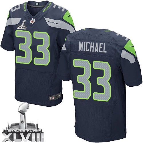 NFL Christine Michael Seattle Seahawks Elite Team Color Home Super Bowl XLVIII Nike Jersey - Navy Blue NFL Christine Michael Seattle Seahawks Elite Team Color Home Super Bowl XLVIII Nike Jersey - Navy Blue