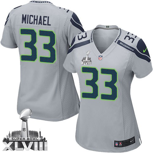 NFL Christine Michael Seattle Seahawks Women's Elite Alternate Super Bowl XLVIII Nike Jersey - Grey