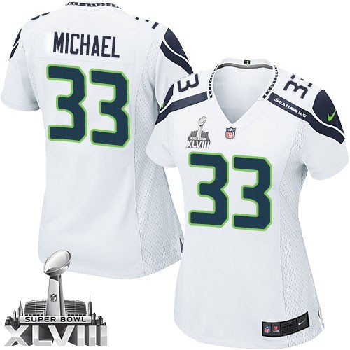 NFL Christine Michael Seattle Seahawks Women's Elite Road Super Bowl XLVIII Nike Jersey - White