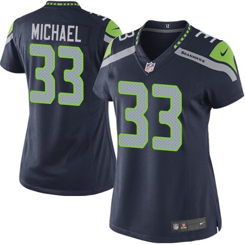 NFL Christine Michael Seattle Seahawks Women's Limited Team Color Home Nike Jersey - Navy Blue