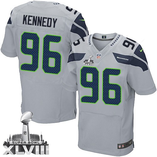 NFL Cortez Kennedy Seattle Seahawks Elite Alternate Super Bowl XLVIII Nike Jersey - Grey NFL Cortez Kennedy Seattle Seahawks Elite Alternate Super Bowl XLVIII Nike Jersey - Grey