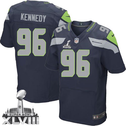 NFL Cortez Kennedy Seattle Seahawks Elite Team Color Home Super Bowl XLVIII Nike Jersey - Navy Blue