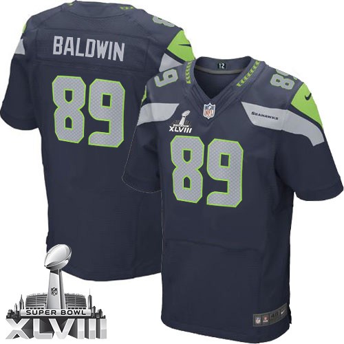 NFL Doug Baldwin Seattle Seahawks Elite Team Color Home Super Bowl XLVIII Nike Jersey - Navy Blue NFL Doug Baldwin Seattle Seahawks Elite Team Color Home Super Bowl XLVIII Nike Jersey - Navy Blue