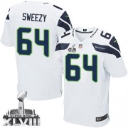 NFL J.R. Sweezy Seattle Seahawks Elite Road Super Bowl XLVIII Nike Jersey - White