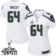 NFL J.R. Sweezy Seattle Seahawks Women's Elite Road Super Bowl XLVIII Nike Jersey - White