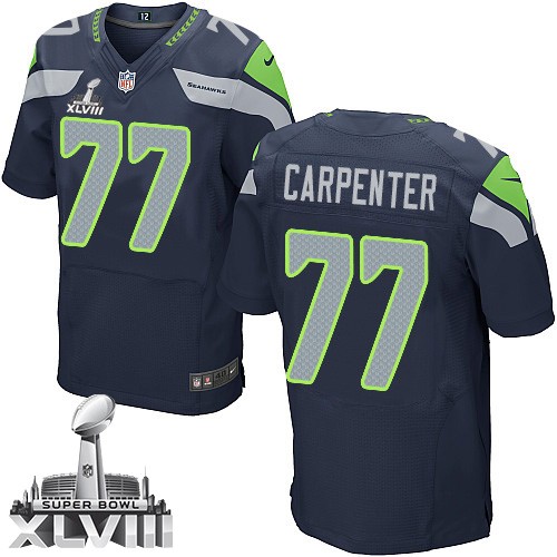 NFL James Carpenter Seattle Seahawks Elite Team Color Home Super Bowl XLVIII Nike Jersey - Navy Blue NFL James Carpenter Seattle Seahawks Elite Team Color Home Super Bowl XLVIII Nike Jersey - Navy Blue