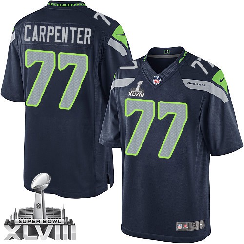 NFL James Carpenter Seattle Seahawks Limited Team Color Home Super Bowl XLVIII Nike Jersey - Navy Blue NFL James Carpenter Seattle Seahawks Limited Team Color Home Super Bowl XLVIII Nike Jersey - Navy Blue