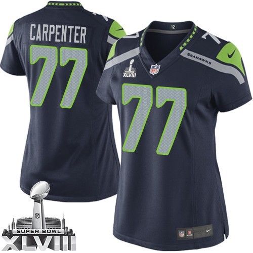 NFL James Carpenter Seattle Seahawks Women's Limited Team Color Home Super Bowl XLVIII Nike Jersey - Navy Blue NFL James Carpenter Seattle Seahawks Women's Limited Team Color Home Super Bowl XLVIII Nike Jersey - Navy Blue