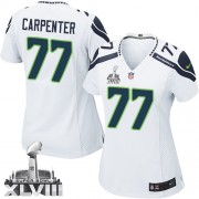 NFL James Carpenter Seattle Seahawks Women's Limited Road Super Bowl XLVIII Nike Jersey - White
