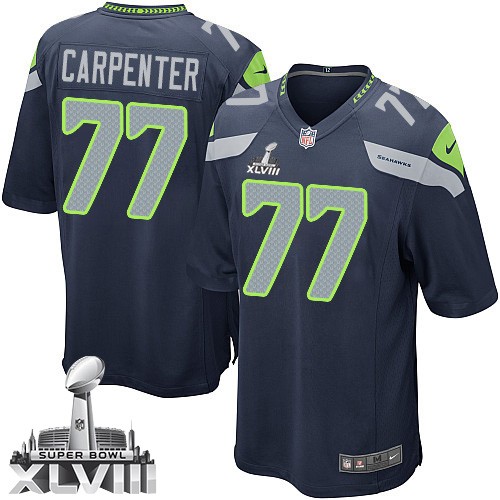 NFL James Carpenter Seattle Seahawks Youth Elite Team Color Home Super Bowl XLVIII Nike Jersey - Navy Blue NFL James Carpenter Seattle Seahawks Youth Elite Team Color Home Super Bowl XLVIII Nike Jersey - Navy Blue