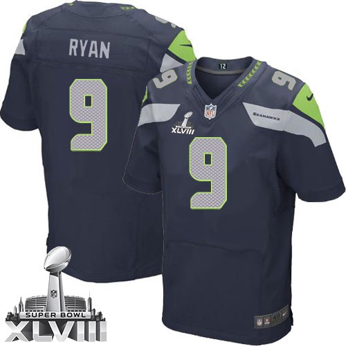 NFL Jon Ryan Seattle Seahawks Elite Team Color Home Super Bowl XLVIII Nike Jersey - Navy Blue NFL Jon Ryan Seattle Seahawks Elite Team Color Home Super Bowl XLVIII Nike Jersey - Navy Blue
