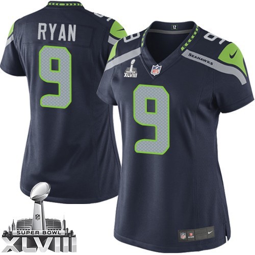 NFL Jon Ryan Seattle Seahawks Women's Limited Team Color Home Super Bowl XLVIII Nike Jersey - Navy Blue NFL Jon Ryan Seattle Seahawks Women's Limited Team Color Home Super Bowl XLVIII Nike Jersey - Navy Blue