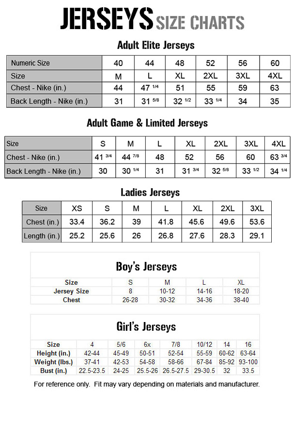 jerseys size